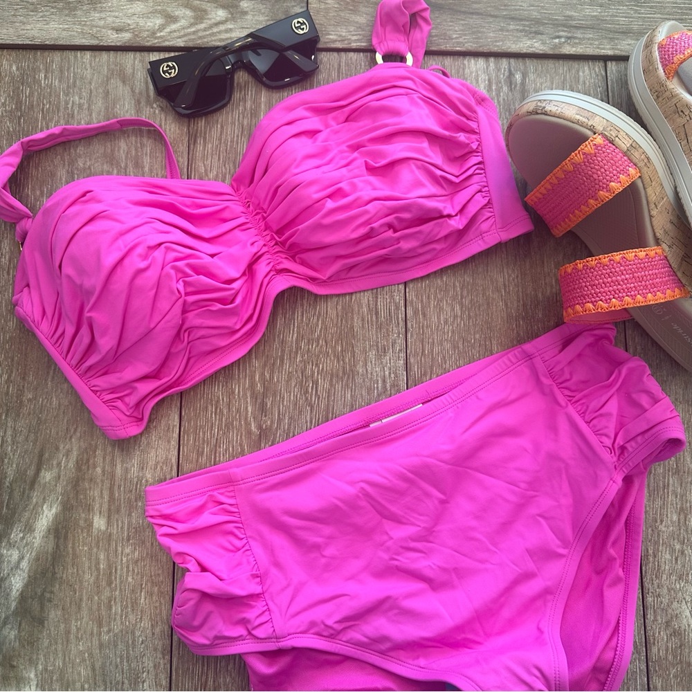 Bleu Rod Beattie Vibrant Pink Bikini Top, Size 38DD, NWT